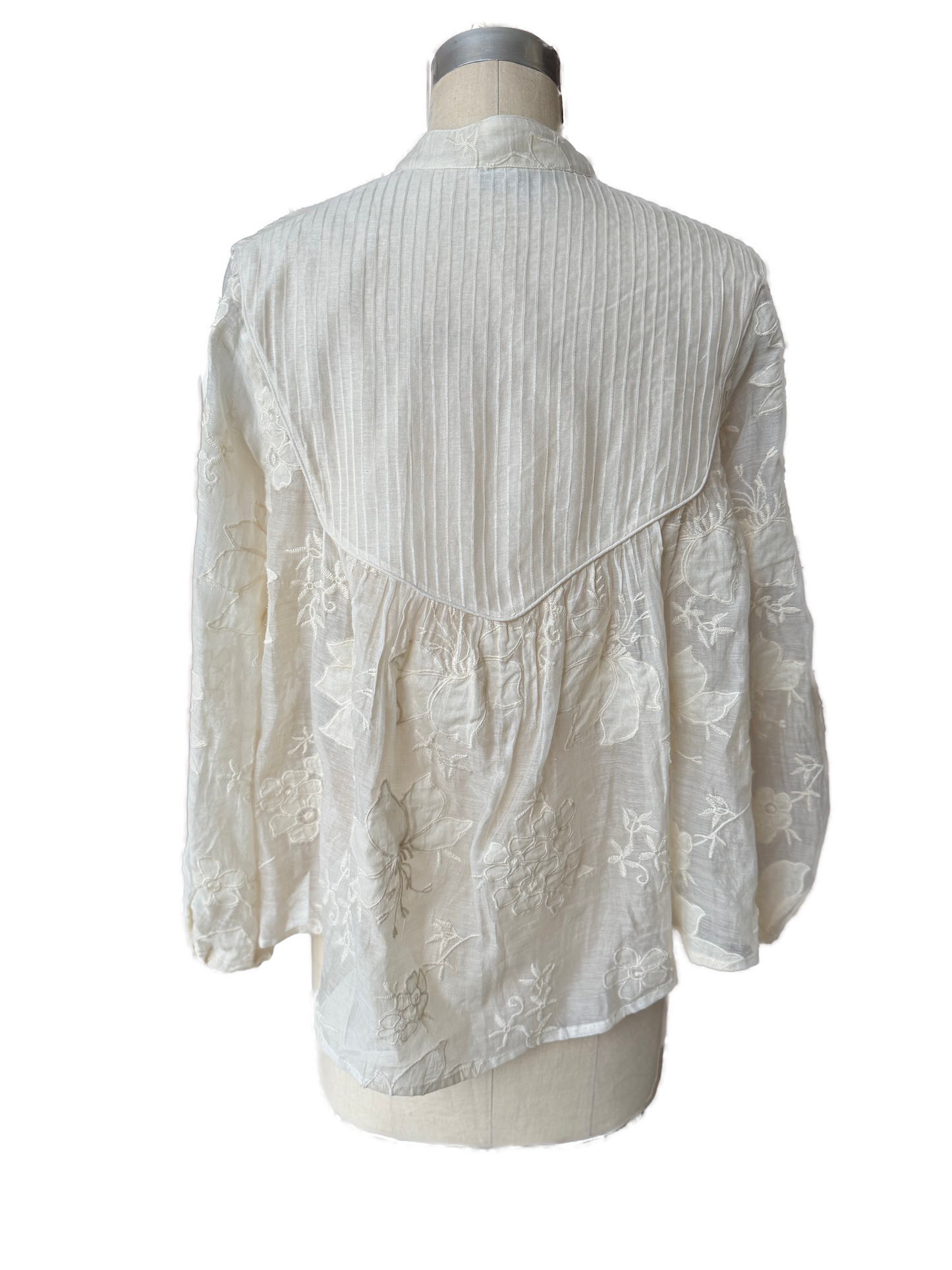 Colaba Blouse — Ivory Pintuck