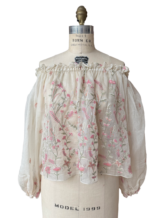 Marine Blouse — Rose Embroidery